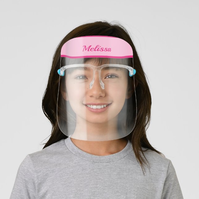 Simple Pink Girl's Name Monogram Face Shield (Insitu)