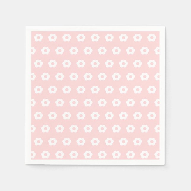 Simple Pink Girly Pretty Floral Pattern Napkins (Front)