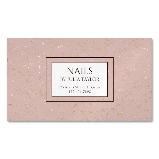 Simple Pink Glitter Nail Salon Manicurist Pastel Business Card Magnet (Front)