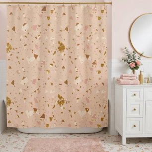 Simple Pink Glitter  Shower Curtain