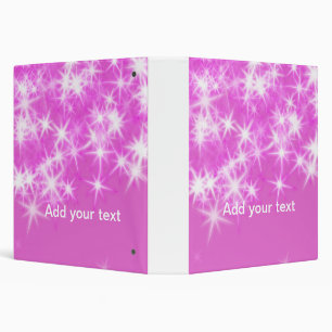 Simple pink glitter sparkle stars add your text t 3 ring binder