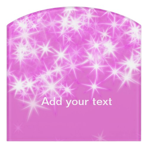 Simple pink glitter sparkle stars add your text  t door sign