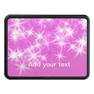 Simple pink glitter sparkle stars add your text t hitch cover