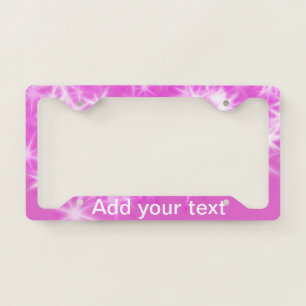Simple pink glitter sparkle stars add your text  t license plate frame