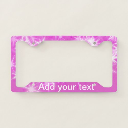 Simple pink glitter sparkle stars add your text  t license plate frame