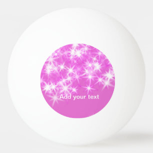 Simple pink glitter sparkle stars add your text t ping pong ball