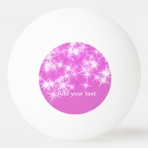 Simple pink glitter sparkle stars add your text  t ping pong ball