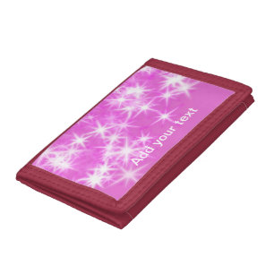 Simple pink glitter sparkle stars add your text  t trifold wallet