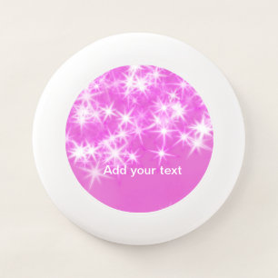 Simple pink glitter sparkle stars add your text t Wham-O frisbee