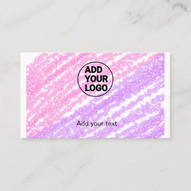 Simple pink glitter texture sparkle add logo tex business card (Front)