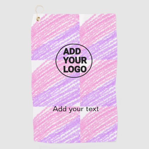 Simple pink glitter texture sparkle add logo text  golf towel