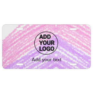Simple pink glitter texture sparkle add logo text license plate