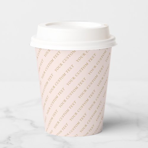 Simple Pink  Gold Custom Text  Your Name Pattern Paper Cups