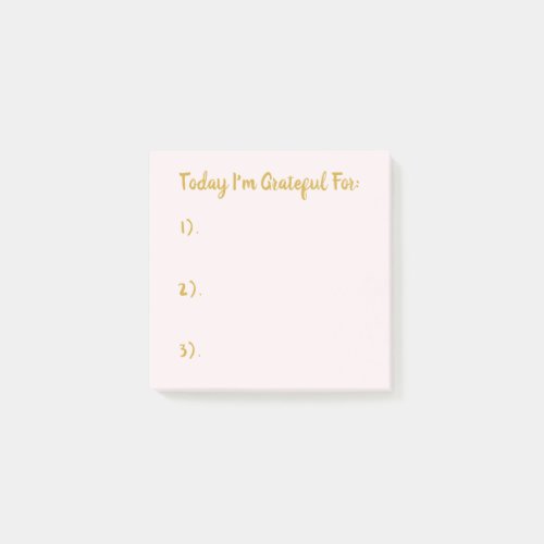 Simple Pink & Gold Gratitude Post-it Notes