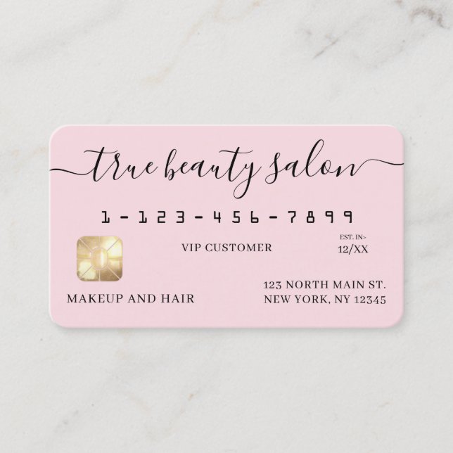 Simple Pink Gold Signature Script Credit Card (Front)