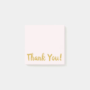 Simple Pink & Gold Thank You Post-it Notes