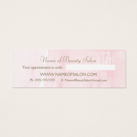 Simple Pink Gold Watercolor Appointment Reminder (Back)