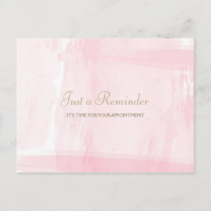 Simple Pink Gold Watercolor Appointment Reminder Postcard