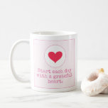 Simple Pink Grateful Heart Typography Coffee Mug