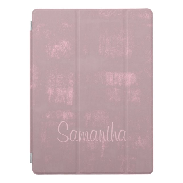 Simple Pink Gray Mallow Abstract Your Name iPad Pro Cover (Front)