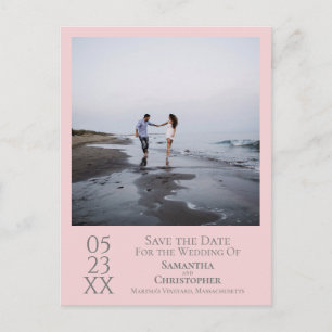 Simple Pink & Gray Wedding Save the Date Photo Postcard