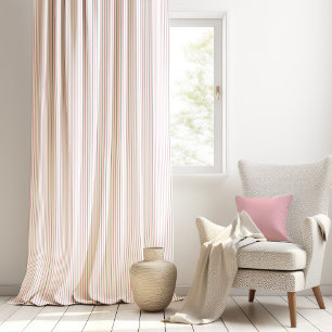 Simple Pink Gray White Pinstripe Striped Pattern Sheer Curtains