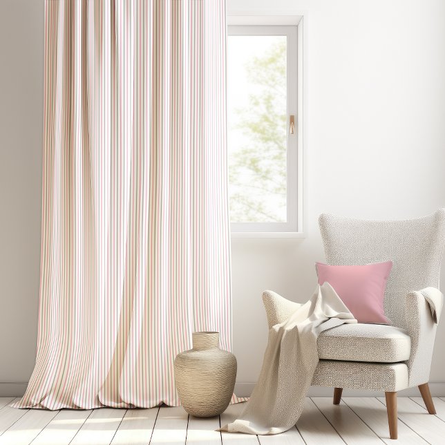 Simple Pink Gray | White Pinstripe Striped Pattern Sheer Curtains (Simple Pink, Gray, and White Pinstripe Striped Pattern Sheer Curtain)