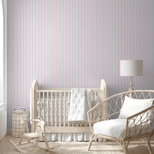 Simple Pink Gray  White Pinstripe Striped Pattern Wallpaper