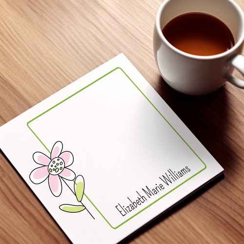 Simple Pink Green Floral Personalized Post_it Notes