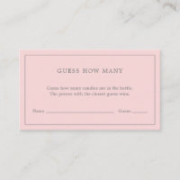 Simple Pink Guess How Many Girl Baby Shower Game