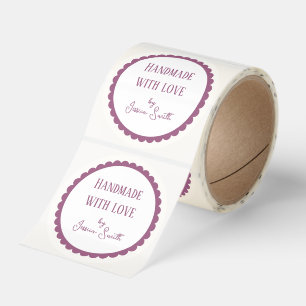 Simple Pink Handmade with Love Craft Business Classic Round Sticker