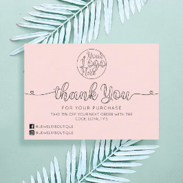 Simple Pink Handwritten Hearts Customer Thank You Business Card