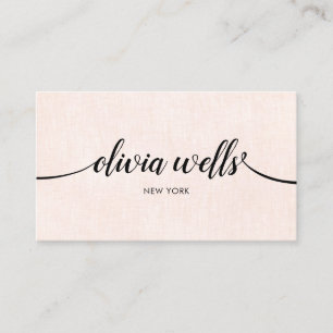 Simple Pink Handwritten Script Beauty Salon Business Card