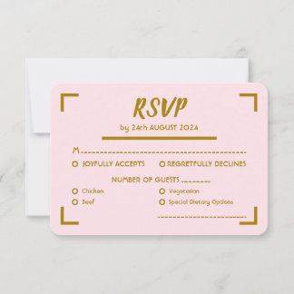 Simple Pink Handwritten Script Wedding RSVP Card