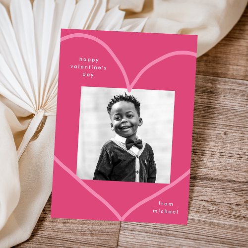 Simple Pink Heart Classroom Valentines Day Card