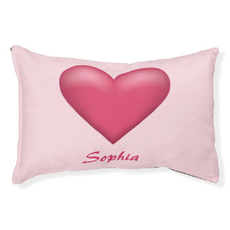 Simple Pink Heart &amp; Custom Pet Name On Light Pink Pet Bed