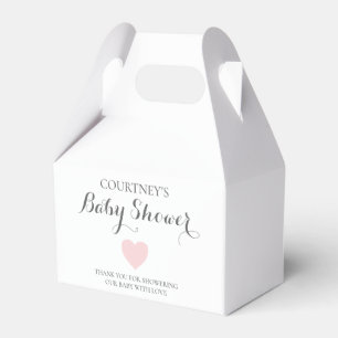 Simple Pink Heart Cute Baby Shower Favor Boxes