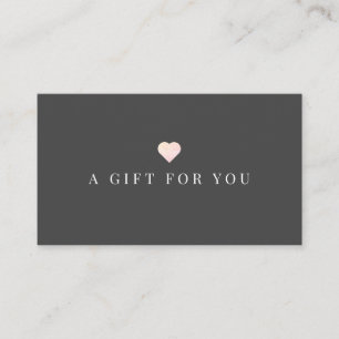 Simple Pink Heart Dark Gray Gift Certificate