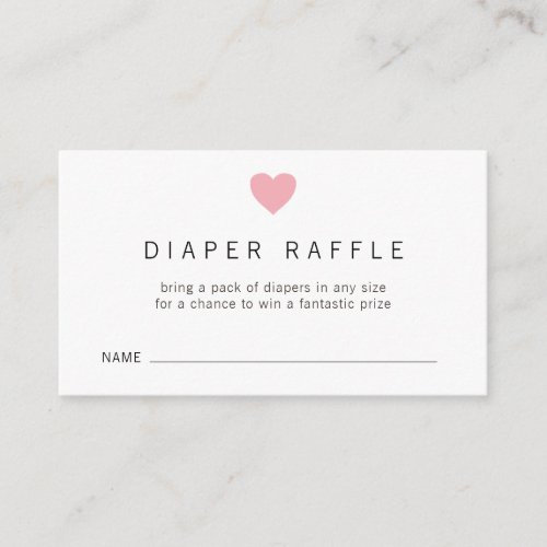 Simple Pink Heart Girl Diaper Raffle Baby Shower