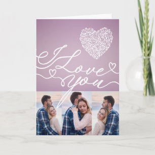 Simple Pink Heart I Love You Photo Collage Card