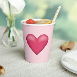Simple Pink Heart Illustration On Light Pink Paper Cups