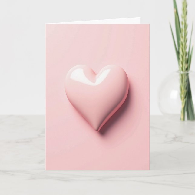 Simple Pink Heart Love Card (Front)
