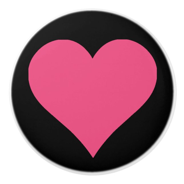 Simple Pink Heart on Black Background Ceramic Pull (Front)