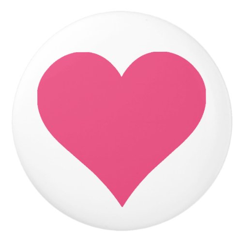 Simple Pink Heart on White Background Ceramic Pull