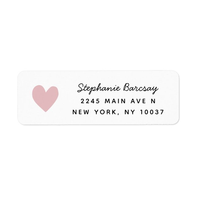 Simple Pink Heart Return Address Label (Front)