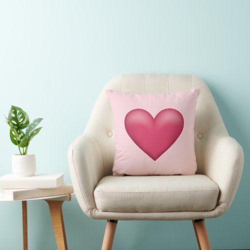 Simple Pink Heart Shape Illustration Throw Pillow