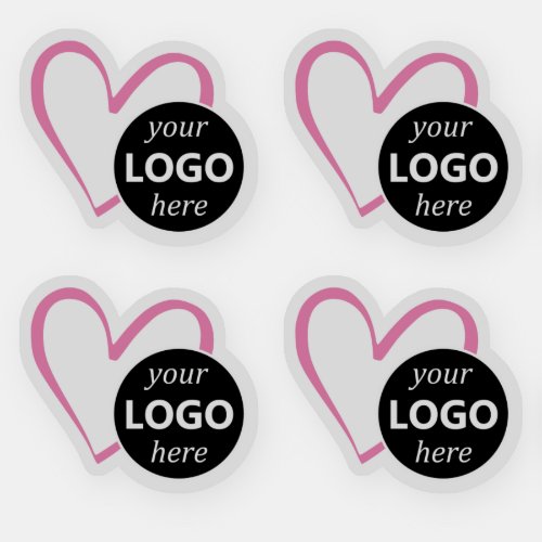 Simple Pink Heart Shaped Logo Picture Template  Sticker