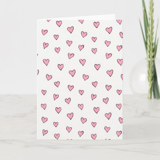 Simple Pink Hearts Card (Front)