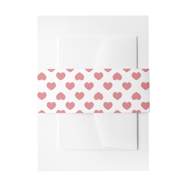 Simple Pink Hearts Minimalist Invitation Belly Band (Front Example)