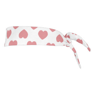 Simple Pink Hearts Minimalist Tie Headband